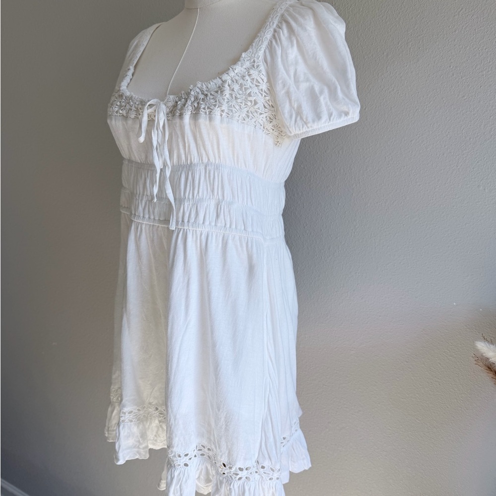 Urban Outfitters Short Sleeve Dress White Cotton Peasant Top - Picture 2 of 7